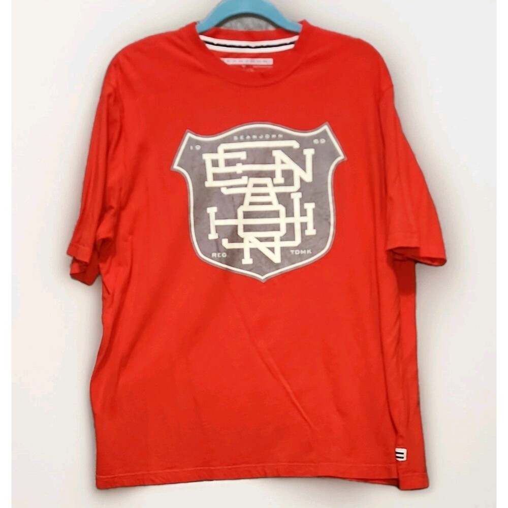 Sean John Men's Red Graphic Logo Crew Neck Short Sleeve T-Shirt Size XL